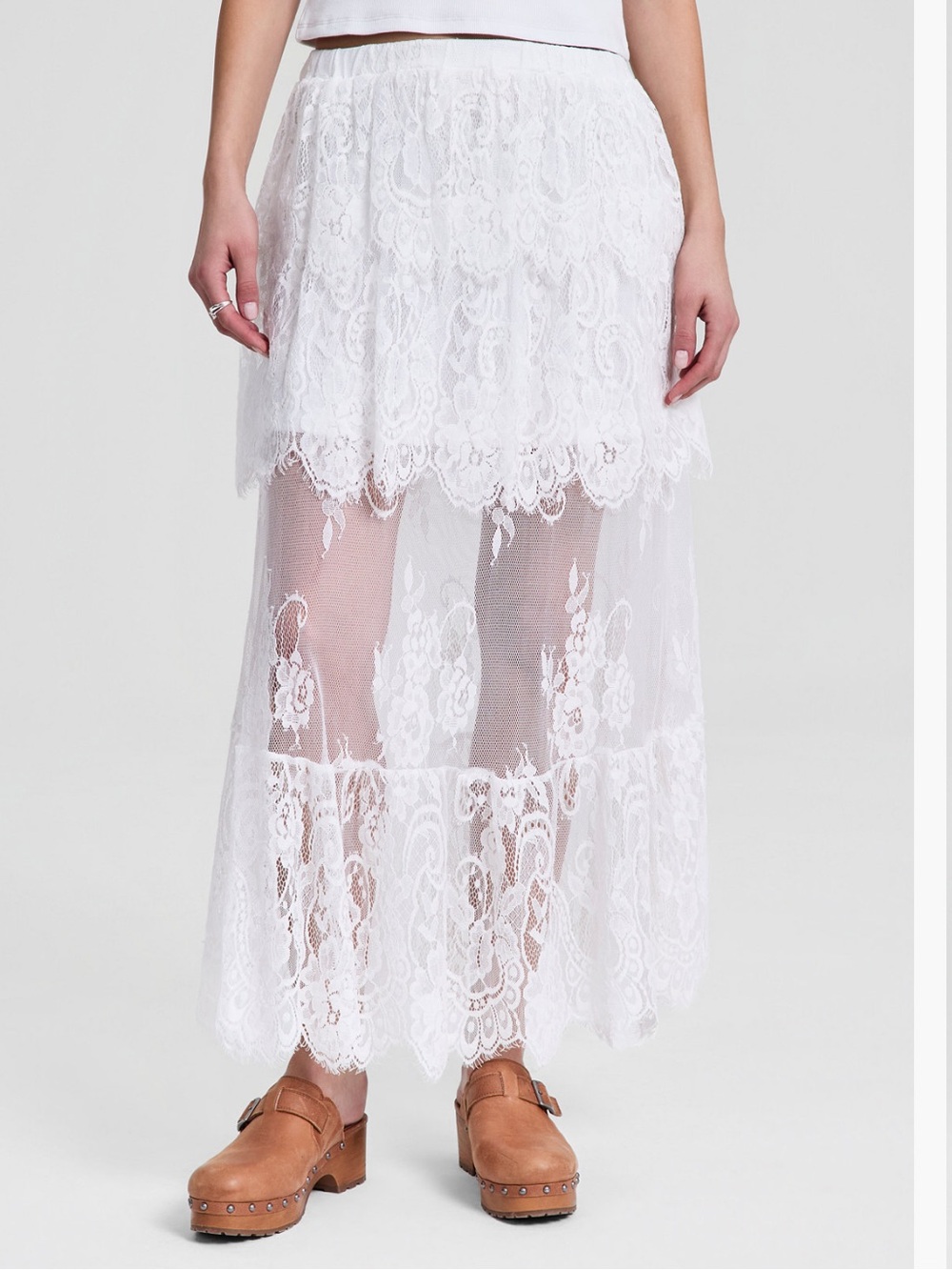 White lace two-piece SET blouse + skirt M size